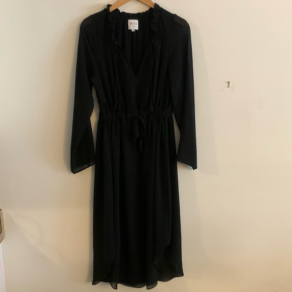 MISA Los Angeles Long Sleeve Midi Dress Black Size Medium - Picture 2 of 8